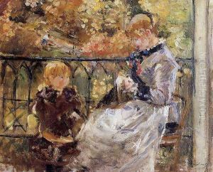 On The Balcony Of Eugene Manets Room At Bougival by Berthe Morisot