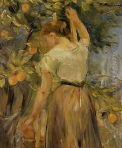 Young Woman Picking Oranges by Berthe Morisot