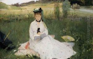Reading With Green Umbrella by Berthe Morisot
