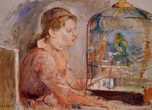 Young Girl And The Budgie by Berthe Morisot