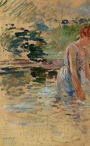 The Bath At Mesnil by Berthe Morisot