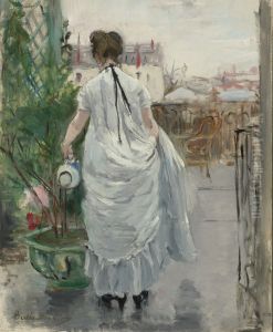 Young Woman Watering A Shrub by Berthe Morisot