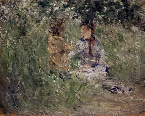 Julie With Pasie In The Garden At Bougival - view 1