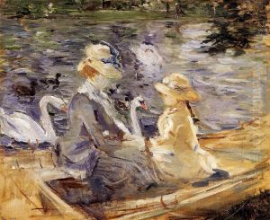 On The Lake In The Bois De Boulogne by Berthe Morisot