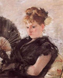 Woman with a Fan (Head of a Girl) 1876 by Berthe Morisot