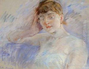 Young Woman In White Aka Isabelle Lemmonier by Berthe Morisot