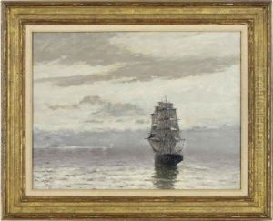 Square-rigger By Moonlight by Frank Myers Boggs