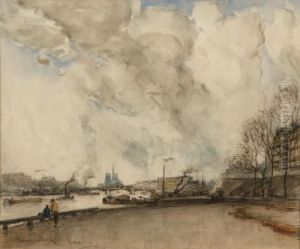 Les Quais De Seine, Paris, Notre-dame by Frank Myers Boggs