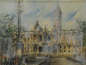 View Of The Town Plaza by Frank Myers Boggs