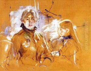 Portrait Of Berthe Morisot And Her Daughter by Berthe Morisot
