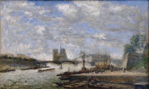 Quai De Seine, Au Loin, Le Chevet De Notre-dame-de-paris - view 1