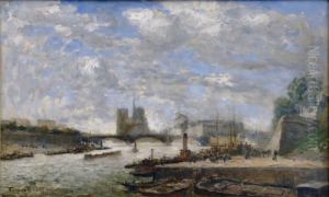 Quai De Seine, Au Loin, Le Chevet De Notre-dame-de-paris by Frank Myers Boggs