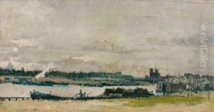 Peniches Sur La Seine A Paris by Frank Myers Boggs