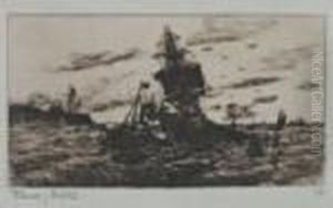 "la Sortie Du Port Du Havre" 
Estampe,numerotee 14 En Bas A Droite, Signee En Bas A Gauche. 14 X 24cm