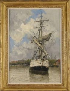 Voilier Au Port De Dordrecht, Pres De La Haye by Frank Myers Boggs