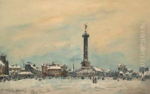 La Place De La Bastille Dans La Neige
