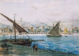 Le Port De Menton. by Frank Myers Boggs