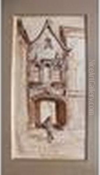 La Vieille Porte A Rouen Aquarelle Sur Papier Signee En Bas Agauche 40 X 20 Cm - view 1