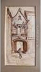 La Vieille Porte A Rouen Aquarelle Sur Papier Signee En Bas Agauche 40 X 20 Cm