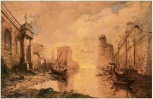 Port Et Voiliers Au Soleil Couchant, Hommage A Claude Le Lorrain
