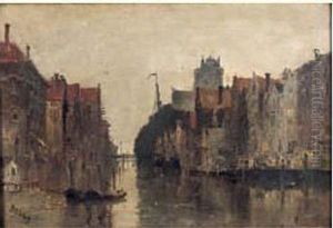 Le Port De Dordrecht, Circa 1890 by Frank Myers Boggs