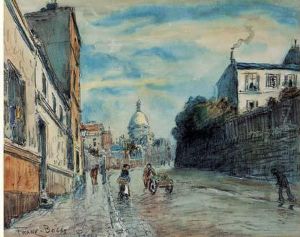 Paris, Une Rue A Montmartre En Ete.