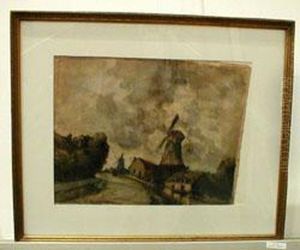 Windmills By A Road by Frank Myers Boggs
