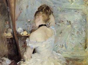 Young Woman At The Mirror Aka Young Girl Getting Dressed Seen From The Back
