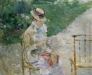 Young Woman Sewing in the Garden by Berthe Morisot