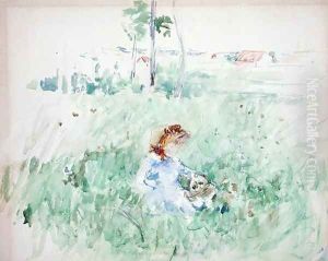 Young Girl Seated on the Lawn 1882 by Berthe Morisot