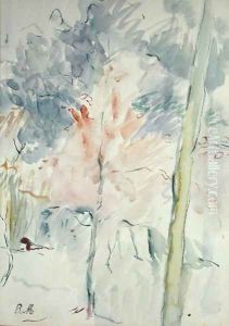 Red Tree in a Wood 1893 by Berthe Morisot