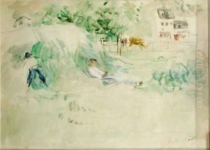 Les Foins a Bougival by Berthe Morisot