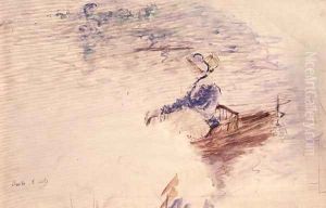 Sketch of a Young Woman in a Boat 1886 by Berthe Morisot
