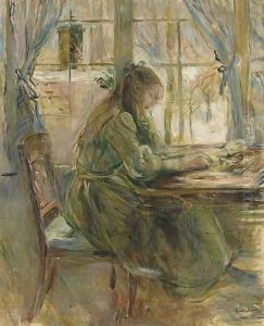 Jeune fille ecrivant by Berthe Morisot