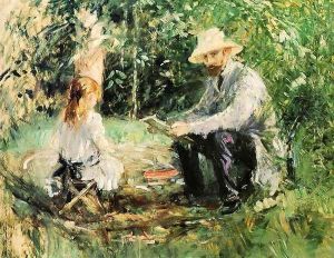 Eugene Manet and His Daughter in the Garden 1883 by Berthe Morisot