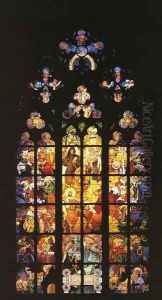 Stained-Glass Window in St. Vitus Cathedral by Alphonse Maria Mucha