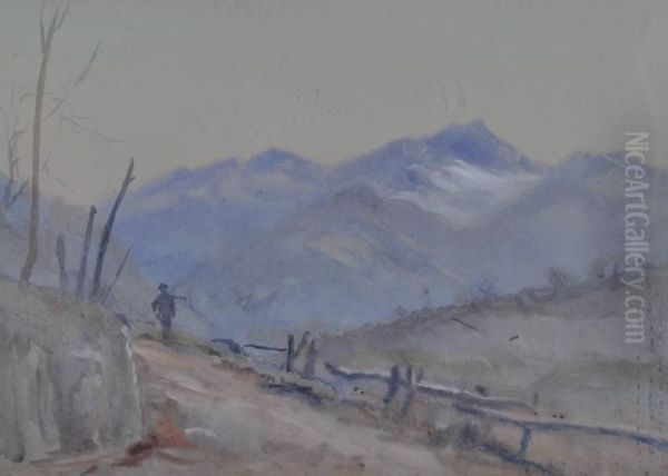 Figure On A Mountain Path - view 1