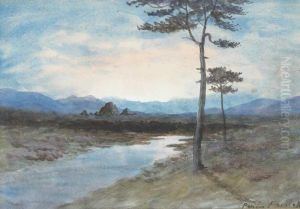 Bog River With View Of The Twelve Pins,county Galway by William Percy French