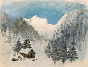 Study Of Alpine Scene by William Percy French