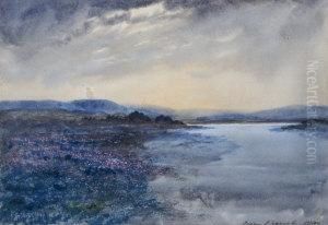 Dusk Falling Over A Western Lake Landscape With Heather Bog by William Percy French