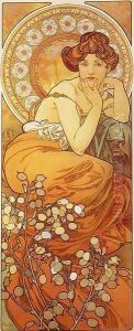 Topaz. From The Precious Stones Series, 1900 by Alphonse Maria Mucha