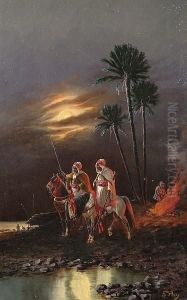 Arab Horsemen At Night