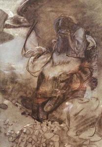 Weeping Girl. c.1900 by Alphonse Maria Mucha