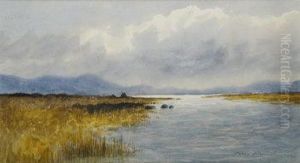 Connemara Lake With Turfstacks by William Percy French