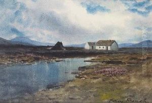 Cottage And Turf Stack In Lake And Bogland Setting