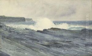 Waves Breaking On Rocks Off The Coast by William Percy French