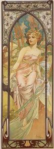 Morning Awakening. From The Times of the Day Series. 1899 by Alphonse Maria Mucha