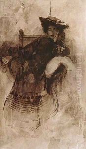 Study of a Woman Sitting in an Armchair by Alphonse Maria Mucha