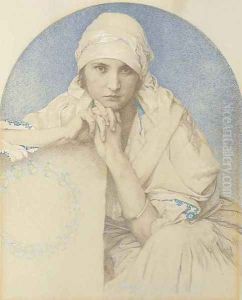 Portrait of Jaroslava (Jarca), Mucha's daughter by Alphonse Maria Mucha