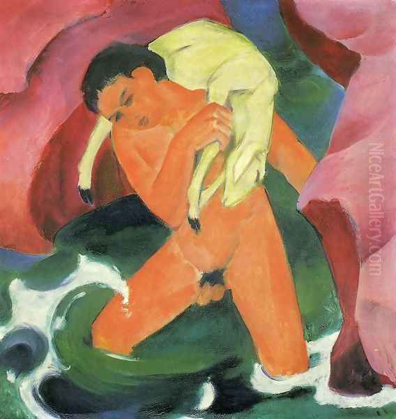 Young Boy With A Lamb - view 1